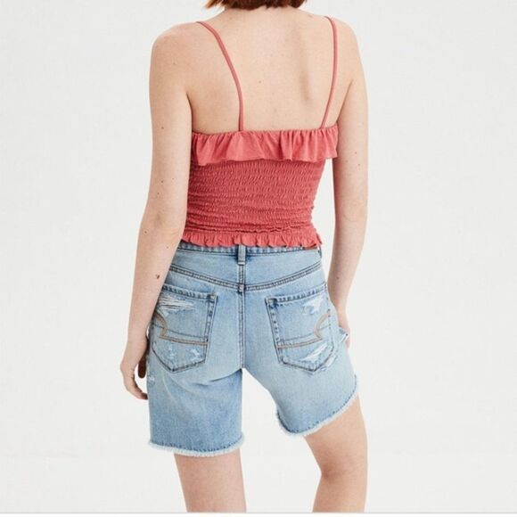 ✨ American Eagle Smocked Juniors Burnt Orange Shirred Crop Top✨ - Picture 3 of 9
